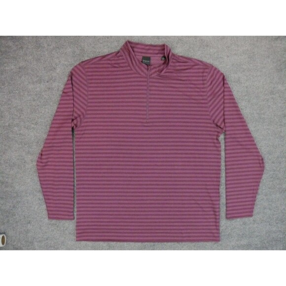 Dunning Gold Sweater Mens 2XL Purple Stripe Quarter Zip Pullover - Picture 2 of 9